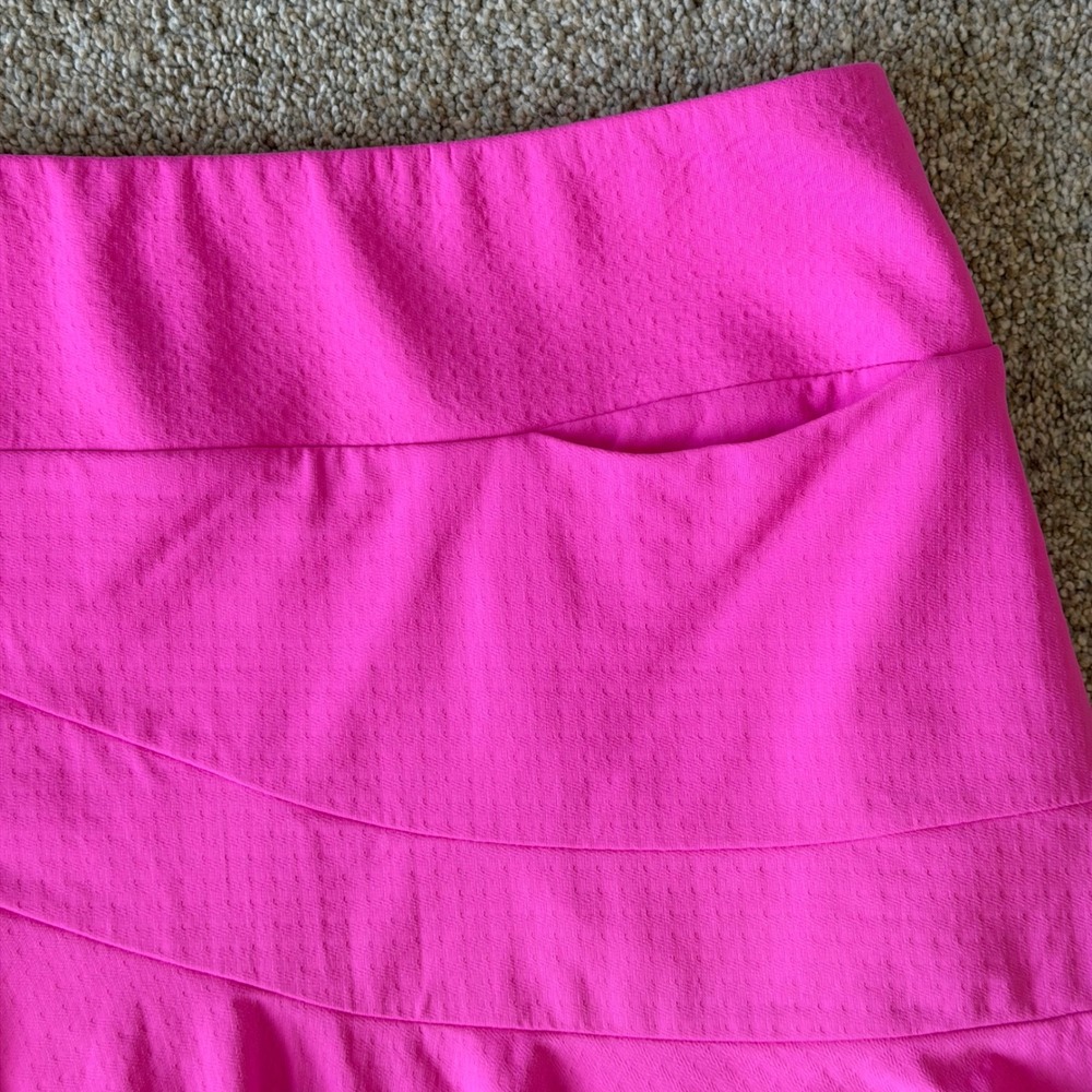 IBKUL Flounce Skort M Pink Tennis Pickleball Activewear Zippered Pocket NEW! - Picture 6 of 10